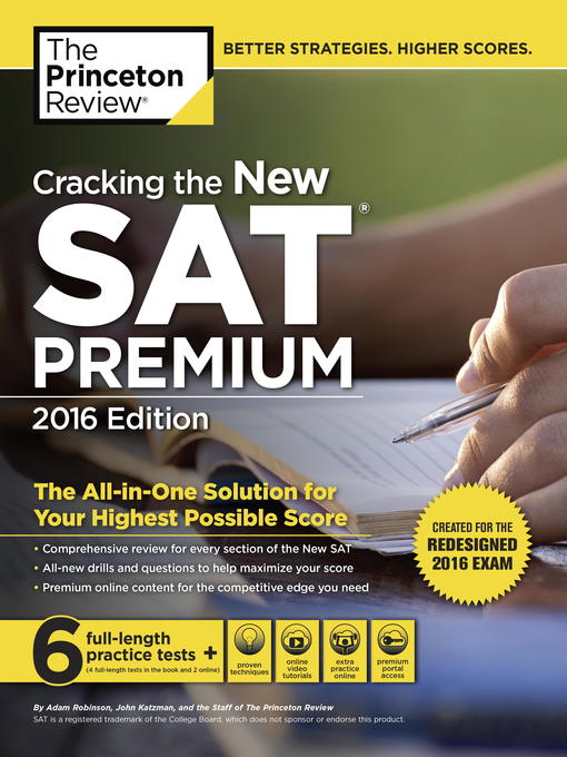 Cover of Cracking the New SAT Premium Edition with 6 Practice Tests, 2016